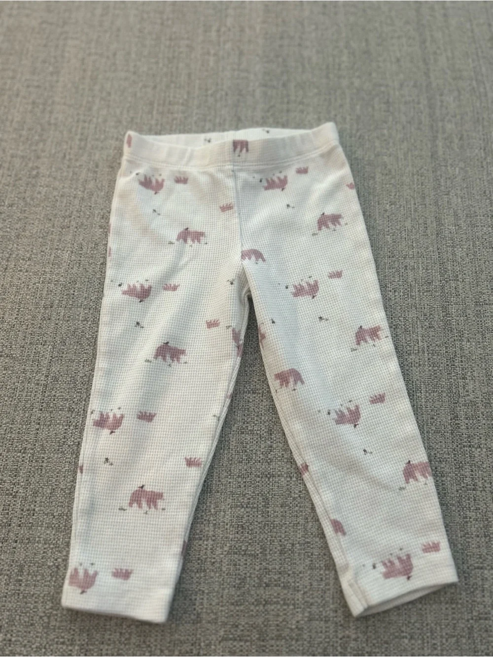 Carter's White Long-Sleeve One-Piece & Pants Set with Pink Bear Print. Size 18M